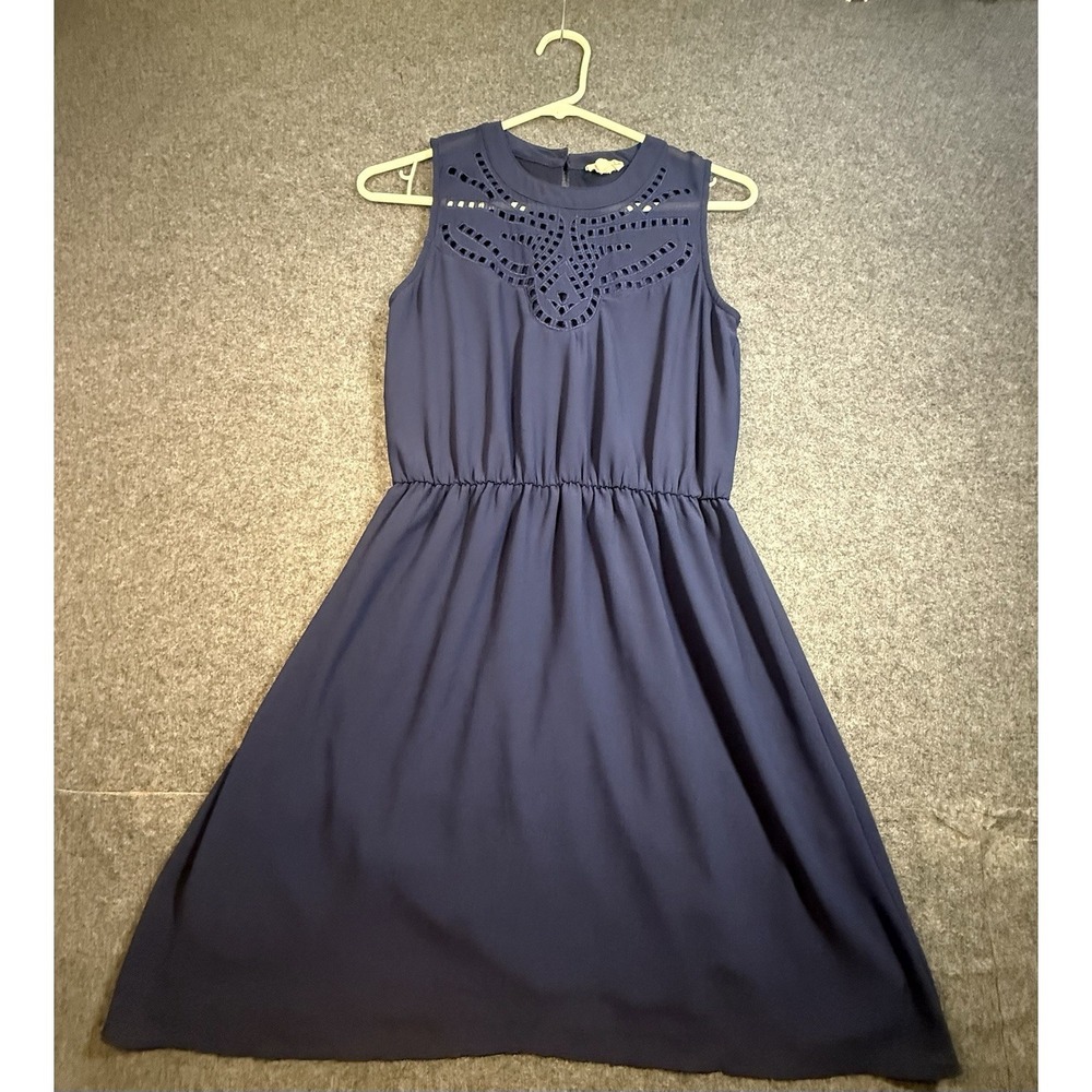 Maison Jules Sleeveless Cutout Neck Dress Navy Blue Size XS